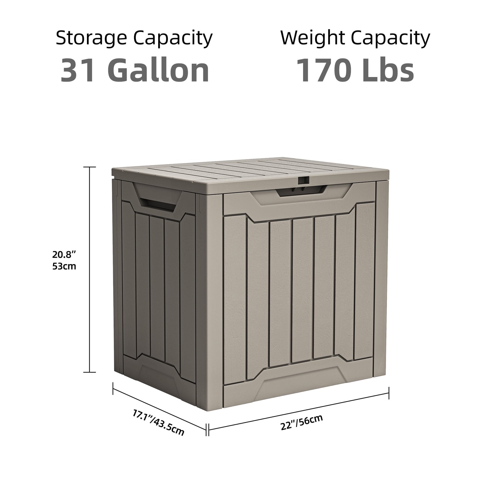 Uforic 31 Gallon Outdoor Resin Deck Box, Waterproof Storage Box, Lockable