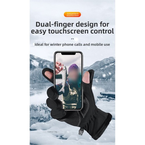 Guanti invernali touchscreen due dita sport all'aperto antivento antiscivolo - Foto 6 di 11