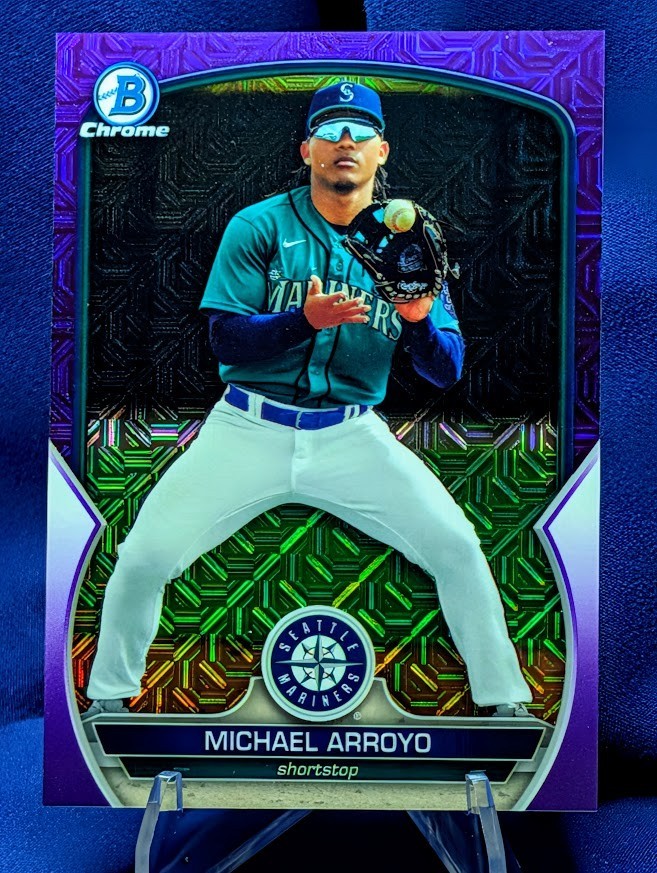 Michael Arroyo 2023 Bowman Chrome Prospects #BCP-180 Purple Mojo Refractor /299