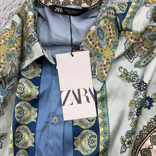 Zara Top Damen XS Paisley Neu mit Etikett künstlerisch feminin Satin Old Money Knopfleiste - Bild 2 von 13