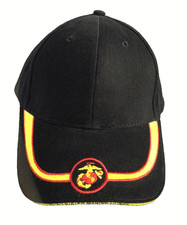 Marine Corps Cap Hat USMC Black Adjustable Back Says Marines on Back