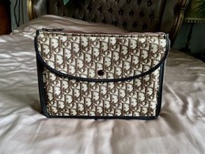 Christian Dior Classic Trotter Double Pouch / Clutch Bag — Brown Logo Pattern
