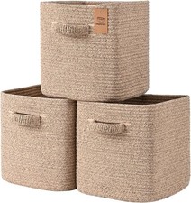 Cotton Rope Storage Cubes, Woven Organizer Bins, 3-Pack, 11 Inch