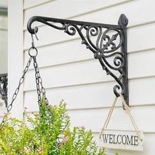 Sungmor Cast Iron Plant Hanger Hook 2PC Vintage Decorative Wall Hanging Brackets