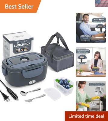 Leak-Resistant Electric Lunch Box, Quick Heating 12V/110V, Includes Utensils