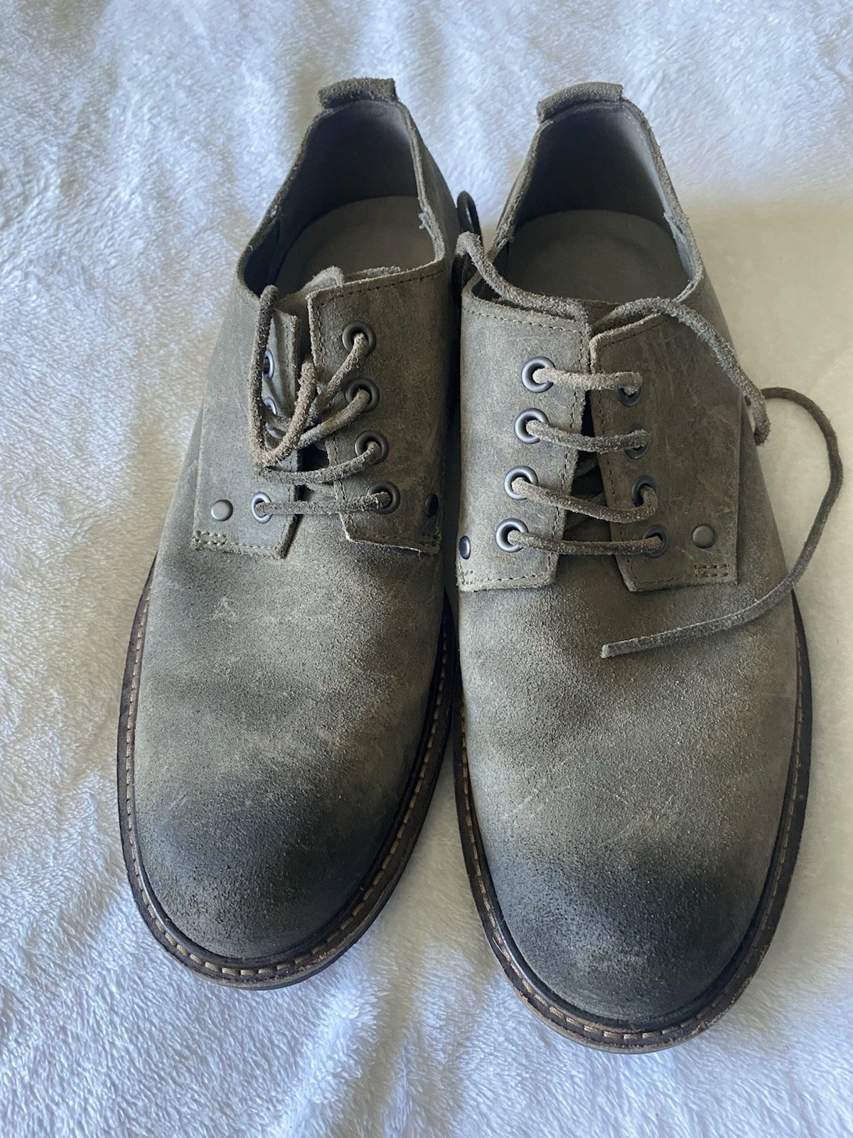 Scarpe mocassini stringati Ecco marroni scamosciati uomo taglia 40 US taglia 6