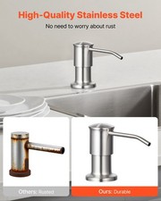 Soap Dispenser for Kitchen Sink, Stainless Steel Built in Sink Soap Dispenser w