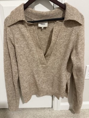 Nanushka Alpaca Wool Blend Collared Sweater. Neutral Minimalist XS