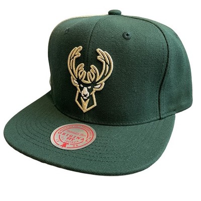 Brand New Mitchell & Ness Bucks Tapestry Snapback Hat Green