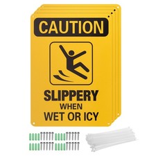 4Pcs 10x7" Slippery When Wet or ICY Sign Reflective Caution Sign Yellow/Black