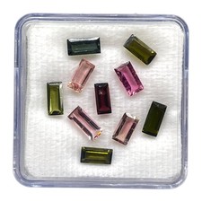 10 Pcs Natural Multi Tourmaline 6.5-7.5mm Baguette Cut Loose Untreated Gemstones