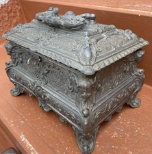 Cofanetto Pesante  In Peltro Kg 5 Cm 23x16 Portagioie Vintage Stile Barocco