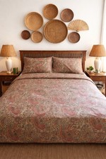 Lauren Ralph Lauren Paisley Red Green KING Duvet COVER 2 Shams Reverse Stripes