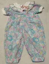 Baby Girls Broadway Romper Vintage Jumpsuit Pastel Flowers White Lace Collar 9M