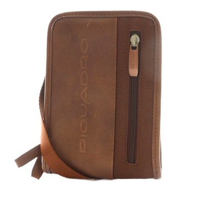 PIQUADRO Brown Leather Shoulder Bag Women 19x13cm Adjustable Strap Used B