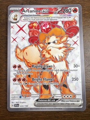 Arcanine ex [ ERROR ] Missing Foil & Texture 224/198 Pokemon TCG Full Art LP