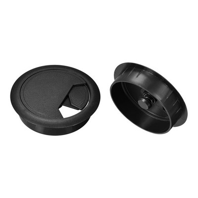2Pcs 3 Inch Cable Hole Cover ABS Office Desk Cable Wire Cord Grommet Black
