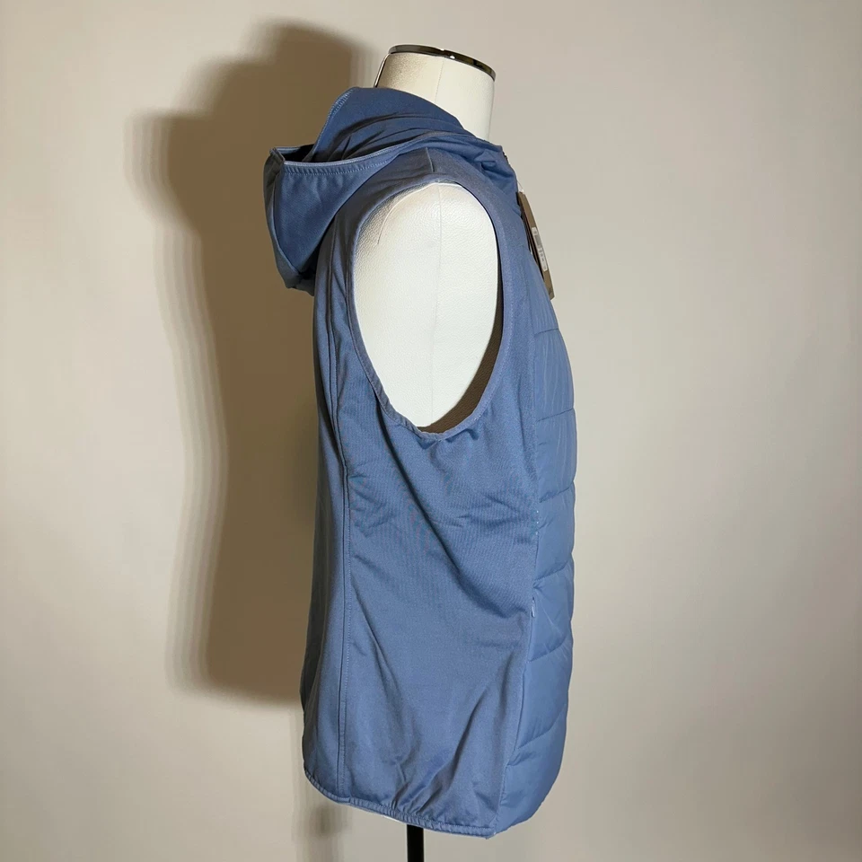 NWT ASICS Womens Hybrid Knit Quilted Panel Hooded Vest Dusty Blue Medium Running - Image 3 of 4