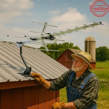 Rugged  Reliable Yagi Outdoor TV Antenna 250 Mile High Gain Signal VHF UHF FM