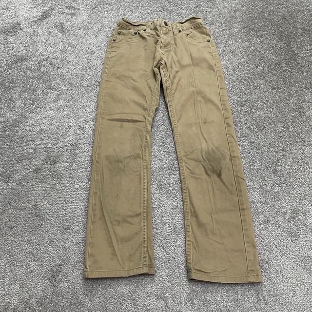 Levi's 511 Slim Fit Denim Jeans Boys 10R 25x25 Khaki Brown Elastic Waist Casual