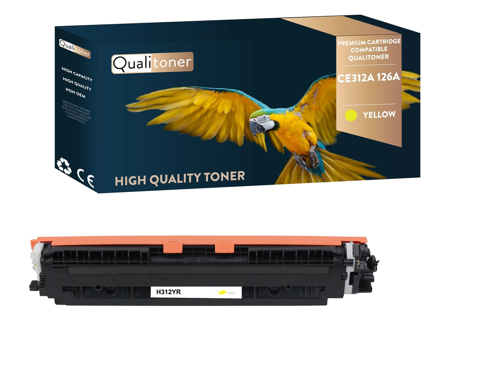 Toner jaune compatible HP CE312A 126A Qualitoner pour imprimante de bureau LaserJet