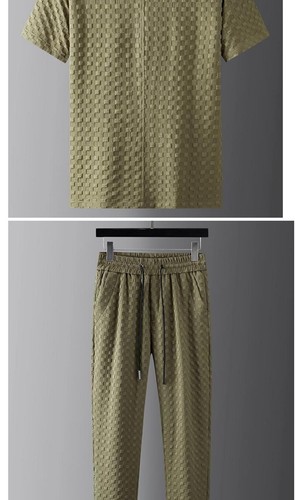 Summer Men's 2 Piece Sets Spring Summer Casual Short Sleeve Shirts Pants Outfits - Bild 16 von 21