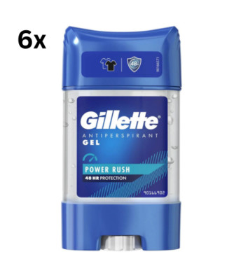 Gillette Power Rush Anti-Transpirant Deo Gel Stick - 48h Geruchsschutz - 6x70ml