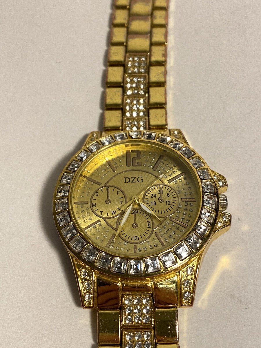 DZG Fashion Watch Men's Quartz Movement rhinestone bling DZG Fashion Watch Men's Quartz Movement rhinestone bling