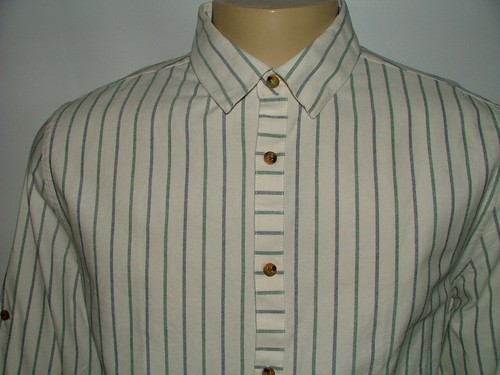 NEW WT FIVE FOUR CASUAL SHIRT SIZE XL 100% COTTON WHITE BLUE STRIPED #240 - Picture 2 of 6