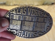 Vintage 1983 Las Vegas SLOTS Belt Buckle RS12 Metal Craft Brass