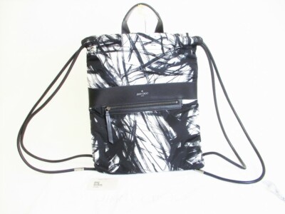 Auth Jimmy Choo White and Black Nylon Back Pack Day Pack Purse