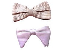Lot Of 2 Vintage Royal Butterfly Bow Tie Gray Beigh Clip-on Costume Rockabilly