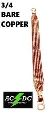 Bare Copper Earth Ground Strap with Terminals ,CAR, TRUCK, RV, CARTS