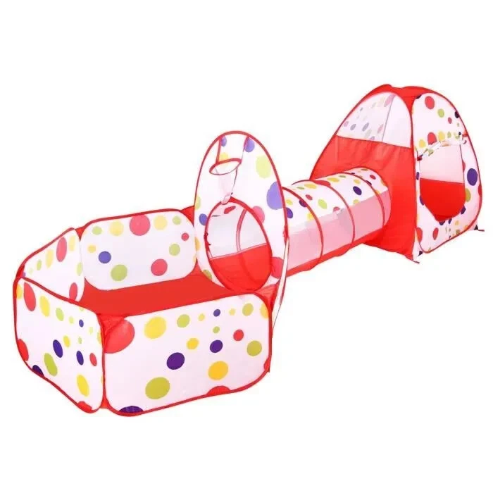 Tente Enfant 3 Pièces Tunnel Piscine à Boules Maison de Jeu - Photo 4/4
