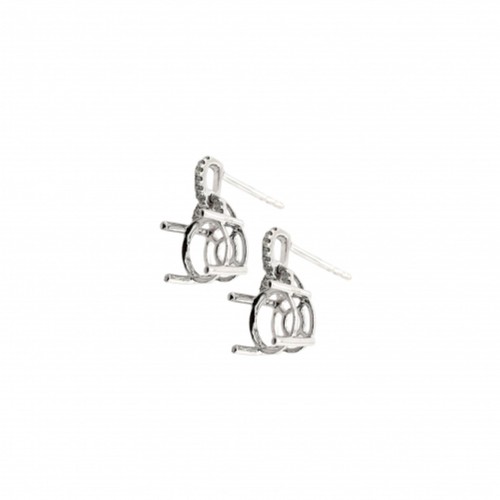 Earring Semi Mount Round 8mm In 14K White Gold With Diamond Accents (47685) - Picture 4 of 6