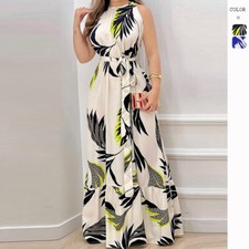 Summer Colorful Fashion New Style Neck Tie Printed Ruffle Edge Dress For Women