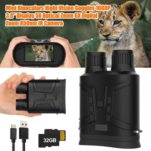 Mini jumelles vision nocturne 1080P 5X zoom optique 850nm caméra infrarouge pour la chasse - Photo 1/17