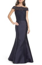 La Femme Lace & Twill Mermaid Gown-Size 16 (F# 77)