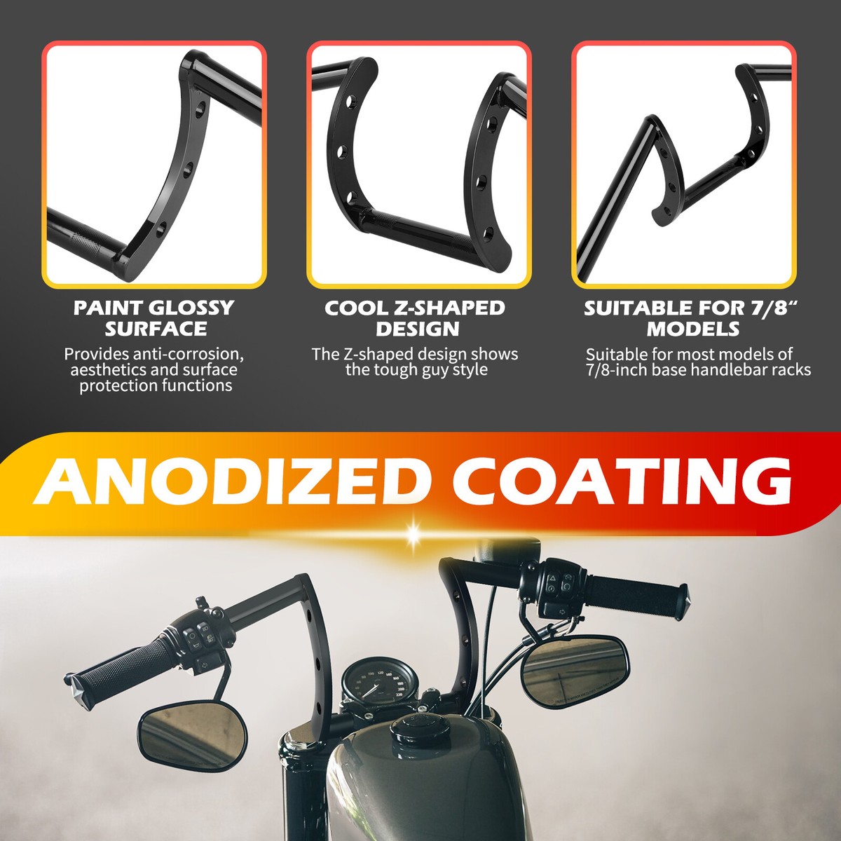 Extreme XXL CUSTOM APE-HANGER Handlebar 38x78cm BLACK Steel Lowrider - Foto 6