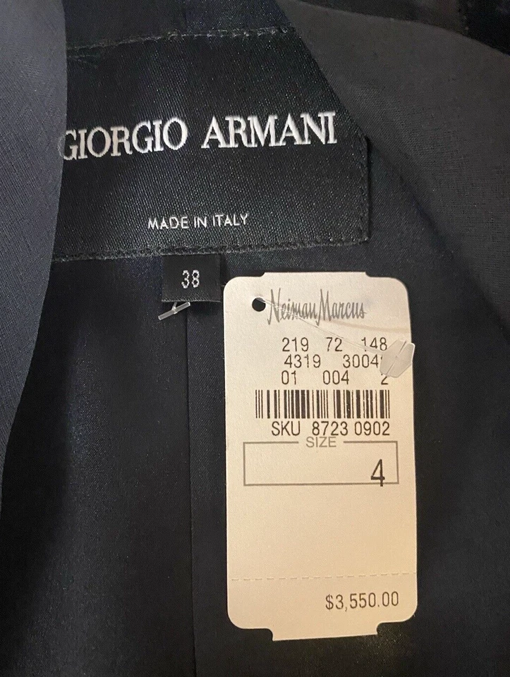 NWT GIORGIO ARMANI Black Velvet Evening Jacket Asymetricial Zipper Sash Size 4 - Image 2 of 4