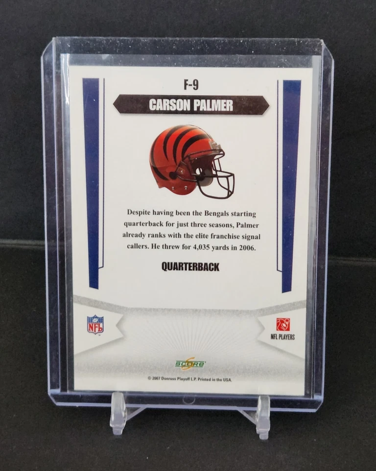 Carson Palmer 2007 Score "Franchise" ATOMIC Parallel Card No. F-9 - Image 2 of 2