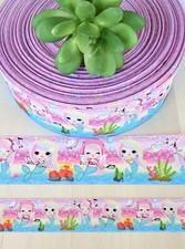 7/8  1.5" 1 YD Mermaid Grosgrain Ribbon Seashells Bubbles Ocean Sea Grass