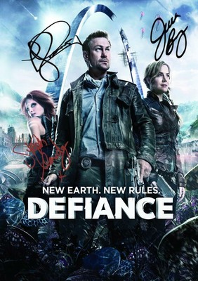 DEFIANCE PP SIGNED PHOTO POSTER 12''X8'' A4 Grant Bowler & Julie Benz