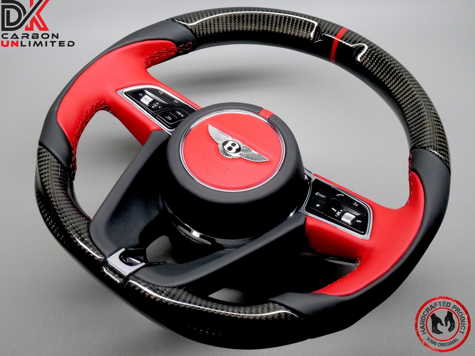 Bentley Bentayga Continental GT Flying Spur Red Ring Napa Carbon Steering Wheel