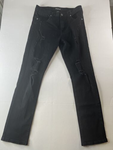 True Luck Mens Black Denim Jeans, size 32x32 Stretch Straight Leg - Picture 2 of 23