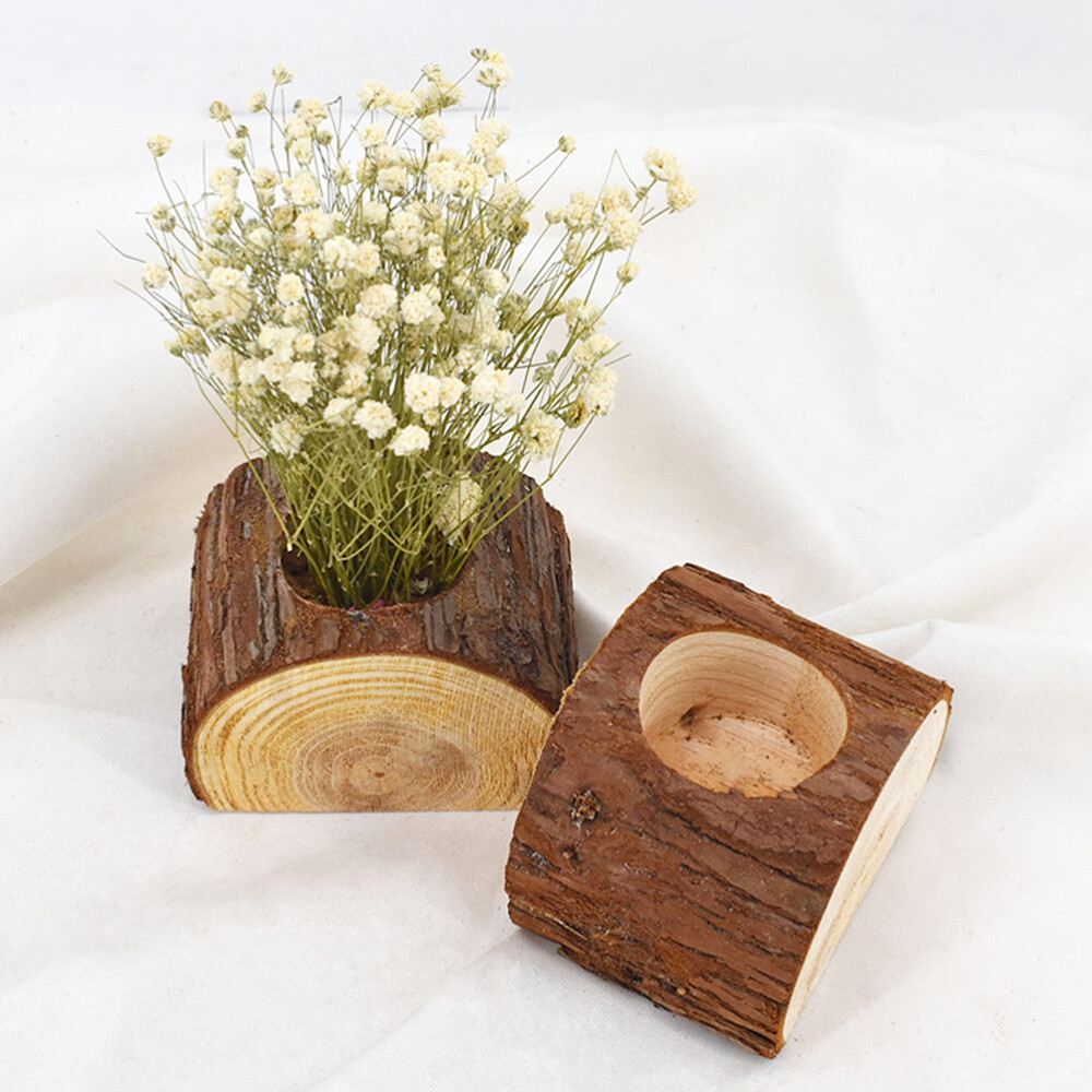 Mini Wooden Terrarium Planter with Fake Plants for Balcony Decor  