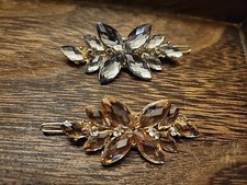 Hairclips Rhinestones Vintage Set Of 2 Each Is Approx 2.5 Inches Wide