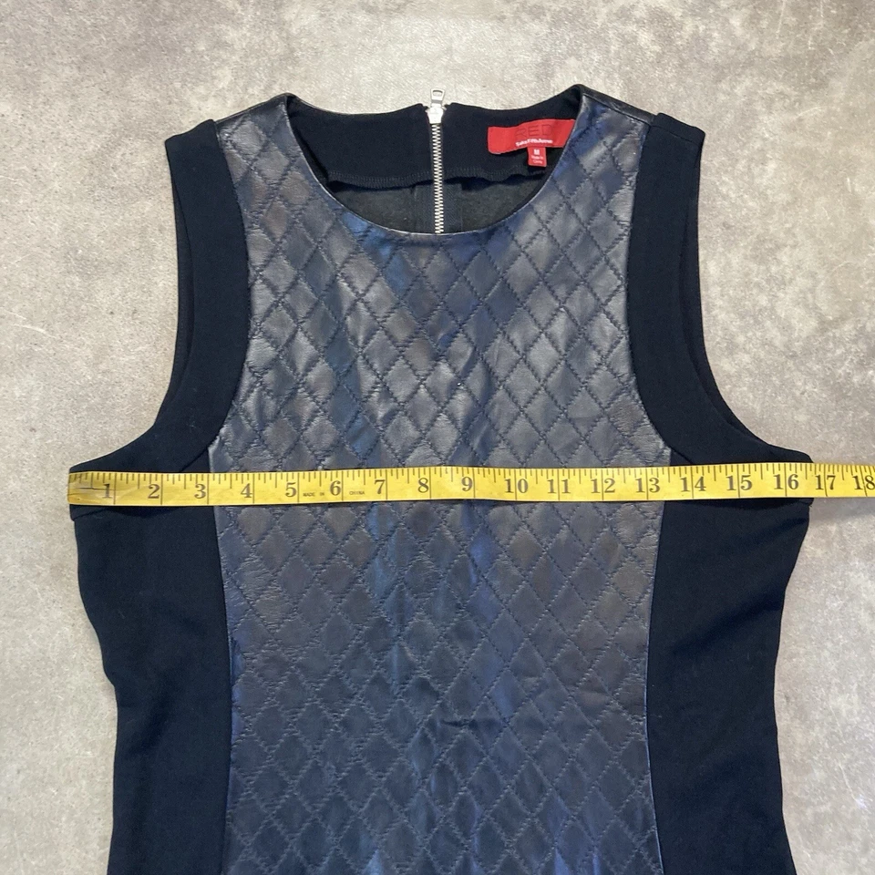 Vestido Red Saks Fifth Avenue para mujer mediano negro imitación cuero sin mangas Foto 2 de 4