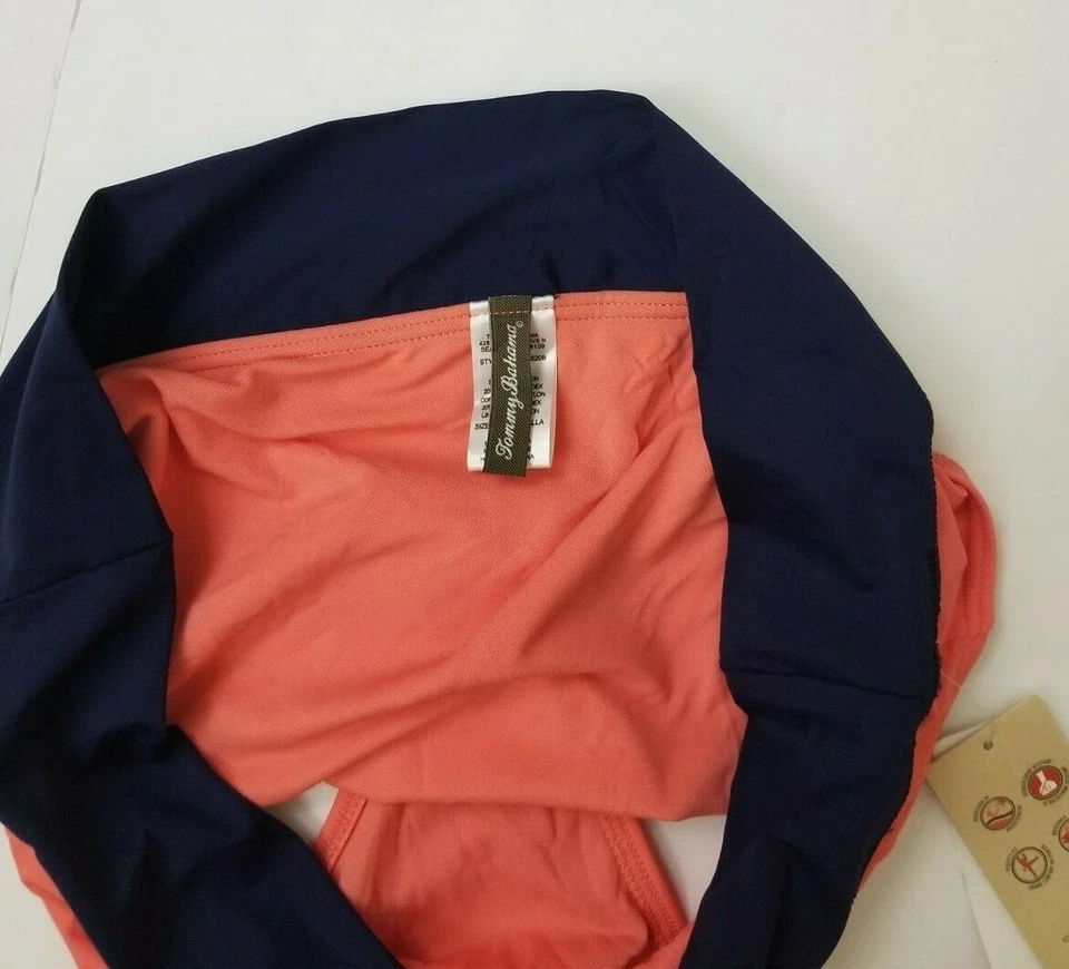 NWT Tommy Bahama Womens XL Bikini Bottoms Navy Blue & Coral Hipster w/ Wide Band - Image 4 of 4