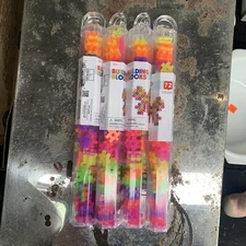 Lot of 4 (72/tube) Hashtag Building Blocks Teaching Supply Manipulative Neon